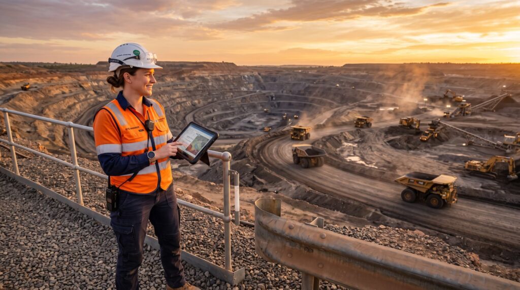 RII60726 Advanced Diploma of Surface Coal Mining Management - mine manager overlooking an open-cut coal mine