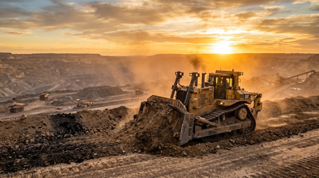 RIIMPO308F Conduct Tracked Dozer Operations - tracked bulldozer working at an open-cut coal mine